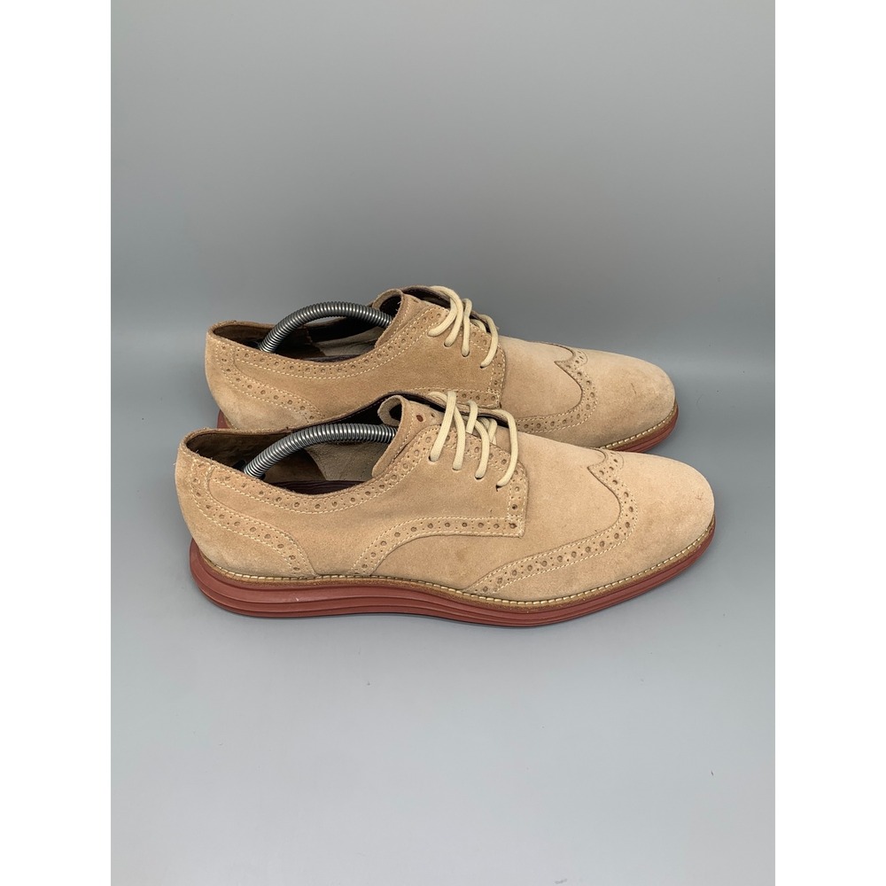 Cole Haan LunarGrand Tan Suede Wingtip‎ Oxford Shoes C10228 Men's Sz 10.5